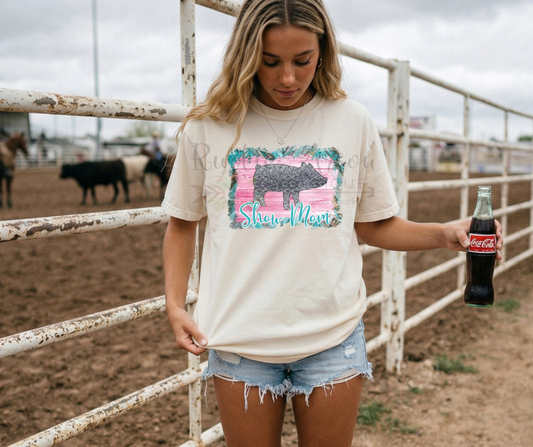Faux Glitter Swine Show Mom