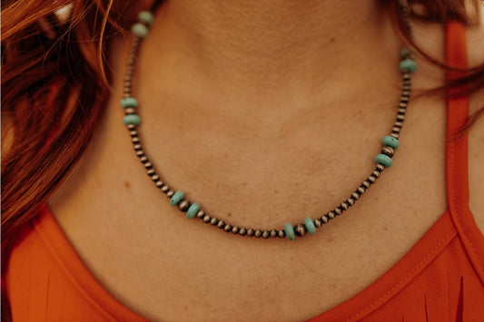 Faux Navajo Pearl and Turquoise Choker Necklace