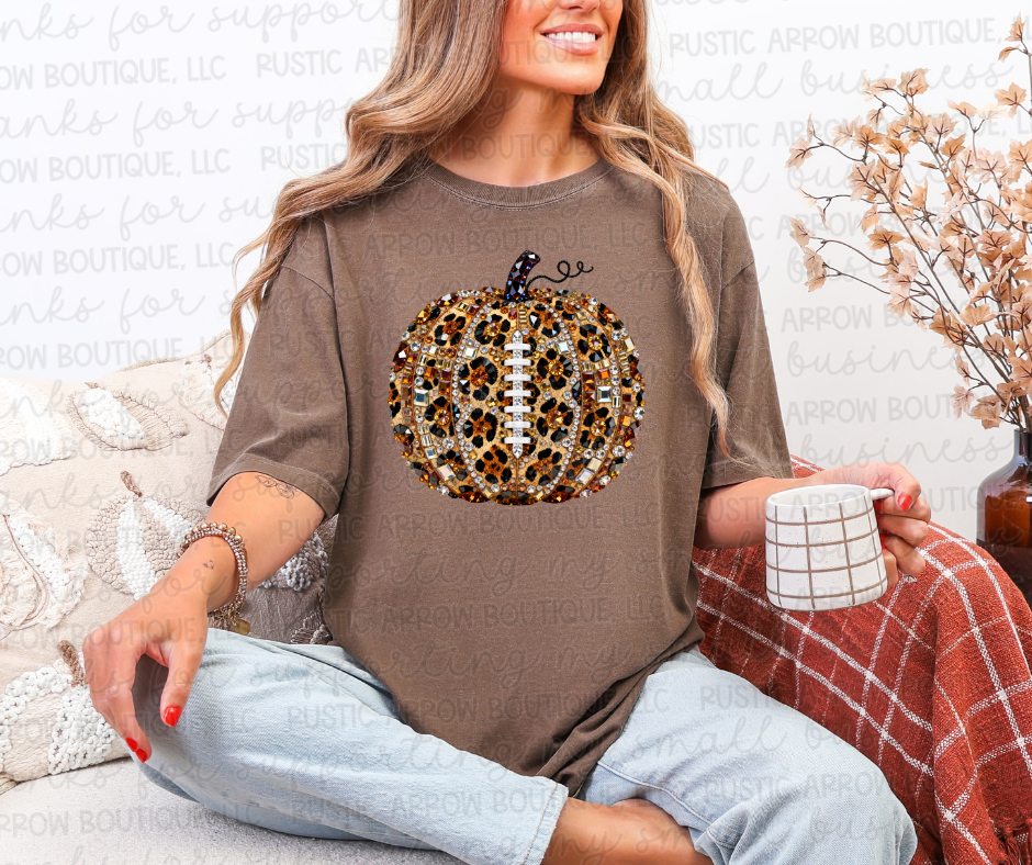 Faux Rhinestone Football Pumpkin