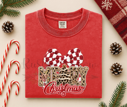 Faux Yarn Leopard Merry Christmas