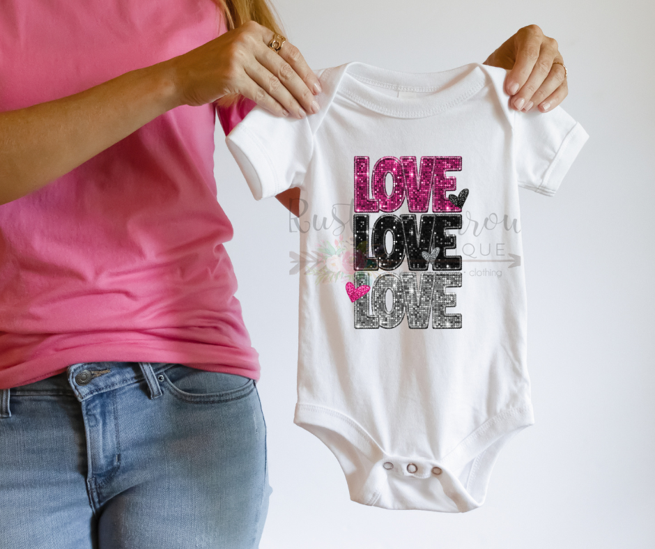 Faux Glitter Love Stacked