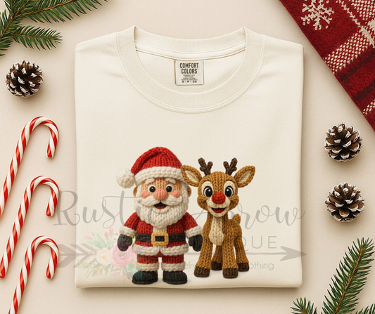 Faux Crochet Santa and Rudoloph