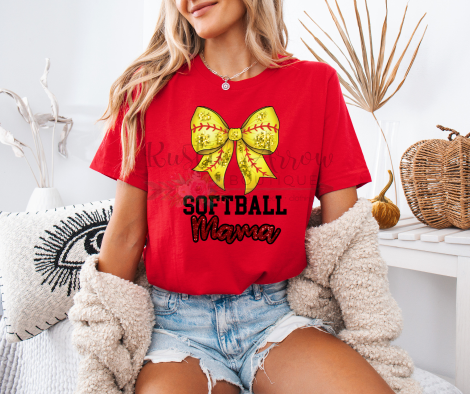 Faux Glitter Softball Mama