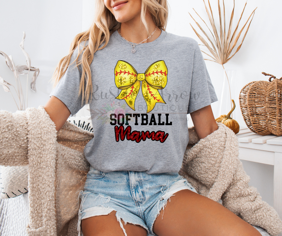 Faux Glitter Softball Mama