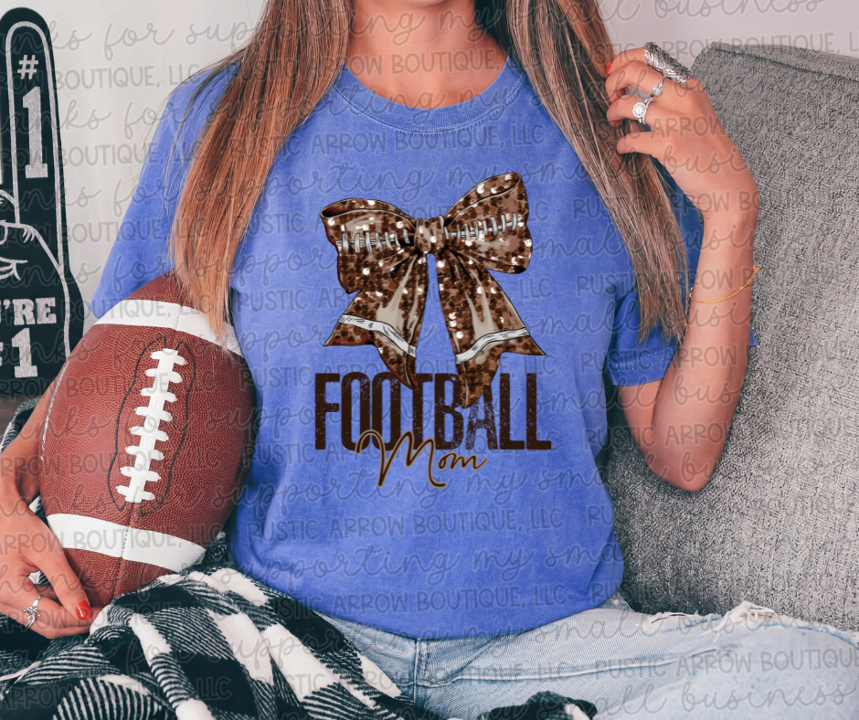 Faux Sequin Bow Football Mom