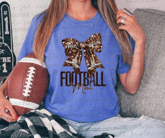 Faux Sequin Bow Football Mom