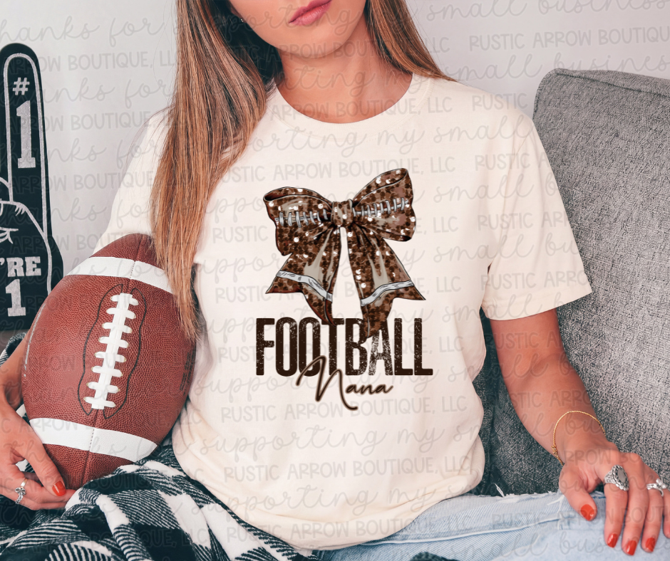 Faux Sequin Bow Football Nana