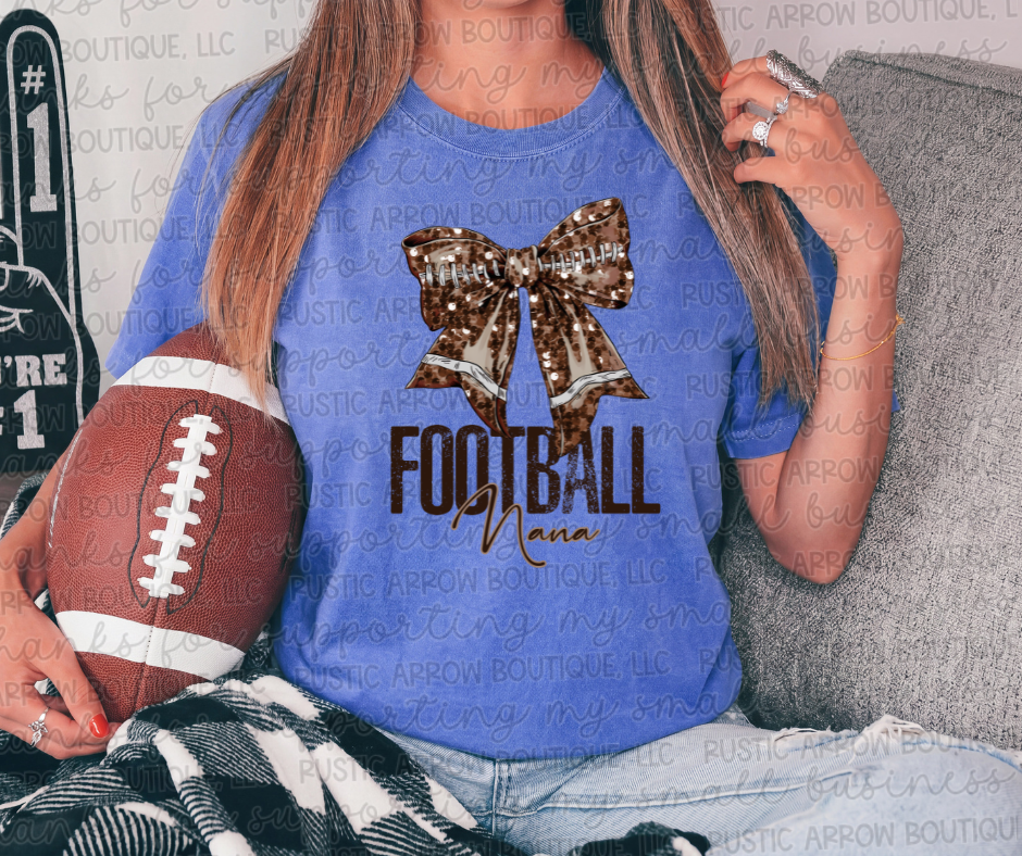 Faux Sequin Bow Football Nana