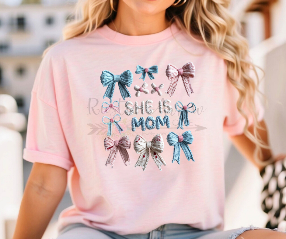 Faux Yarn She is Mom Blue