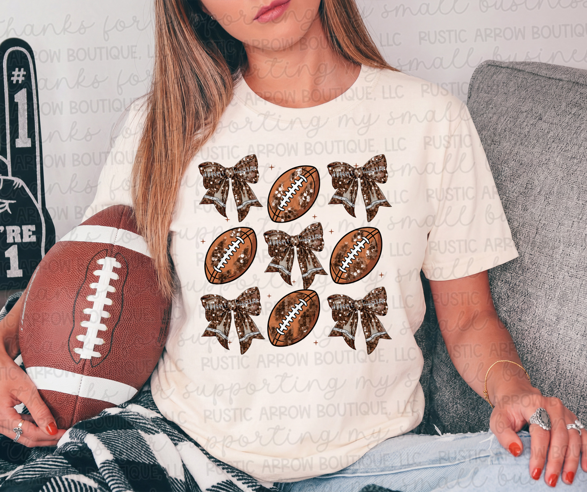 Football Bows and Sequins