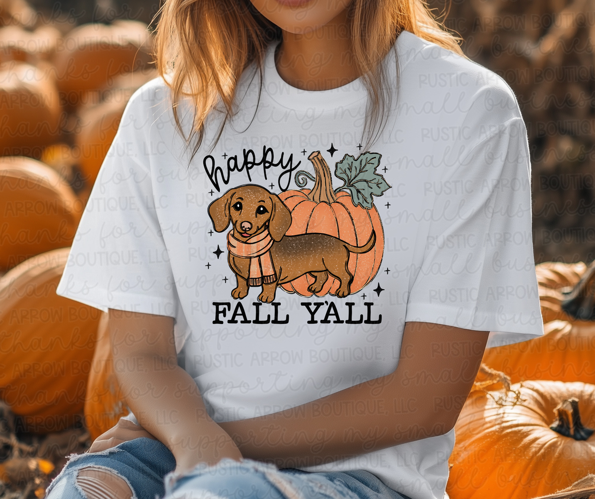 Happy Fall Yall Brown Dog
