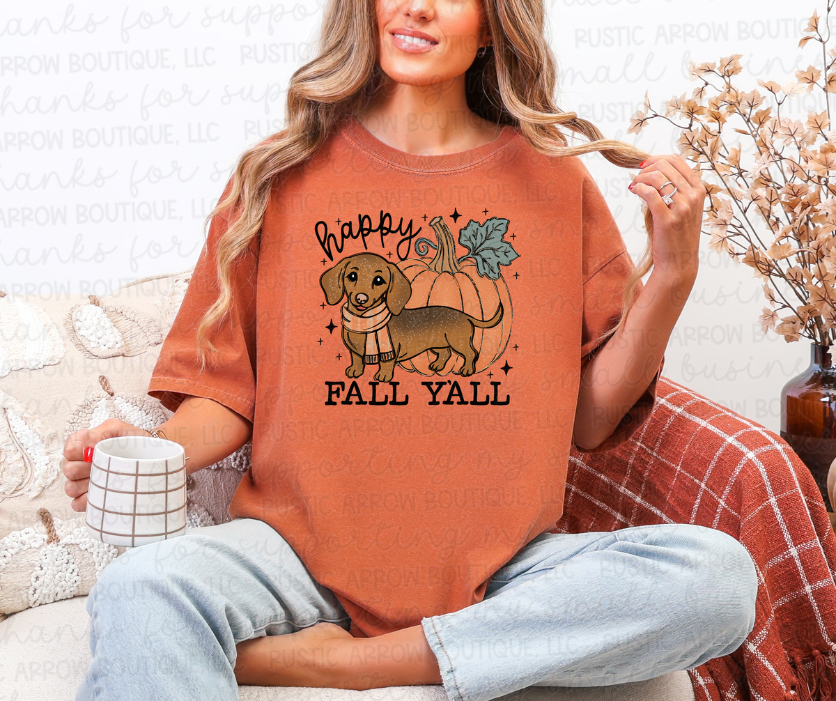 Happy Fall Yall Brown Dog