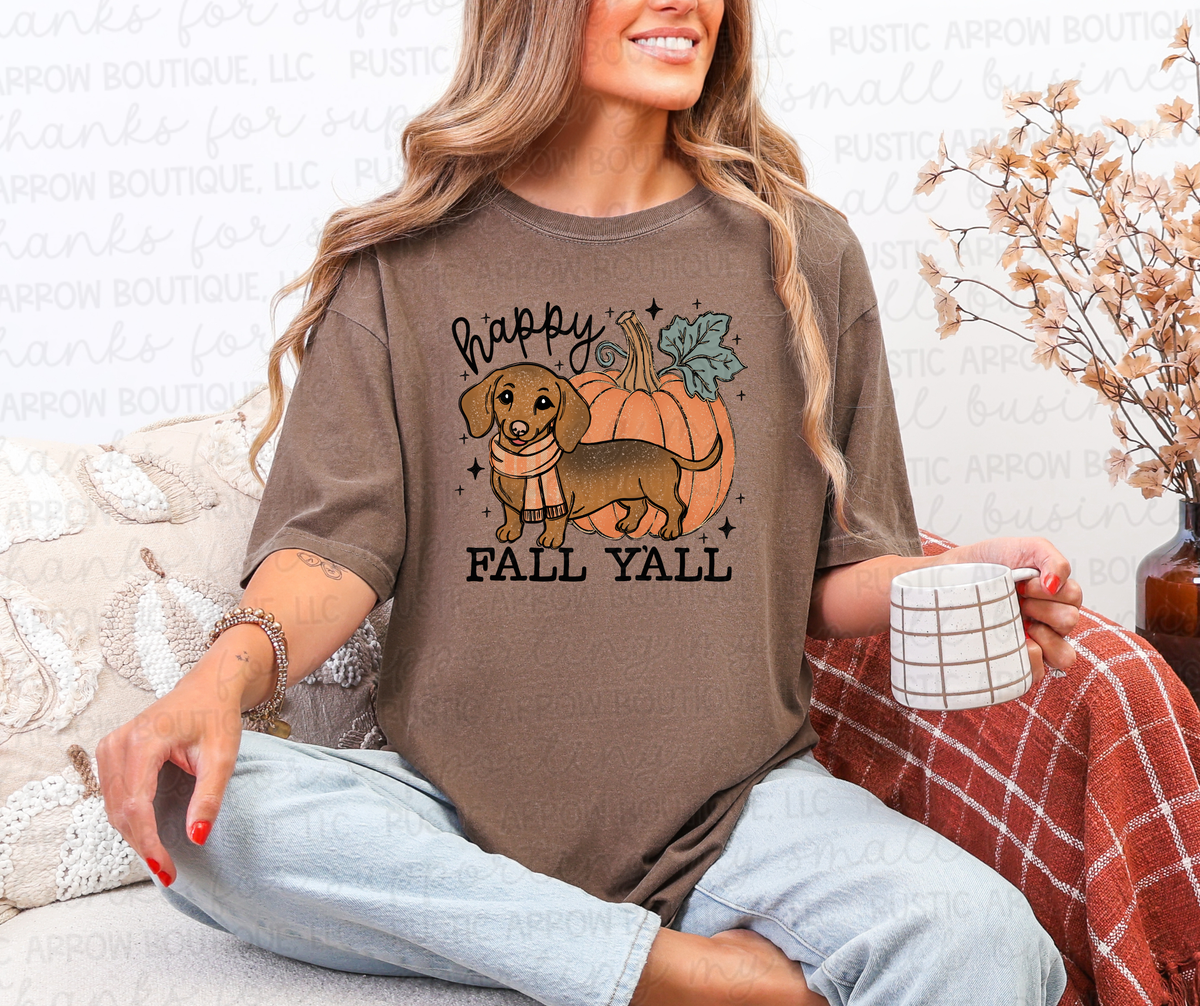 Happy Fall Yall Brown Dog