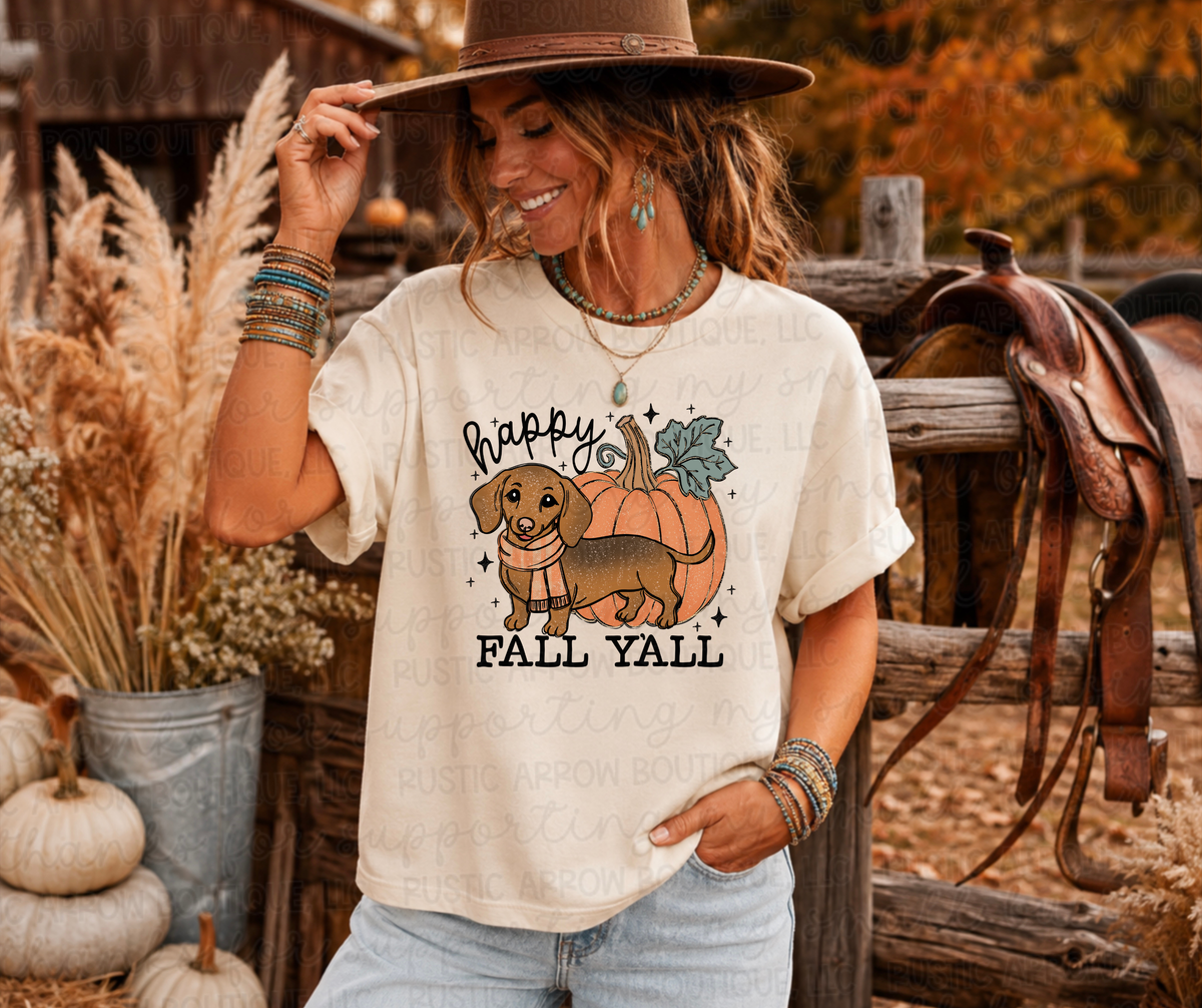 Happy Fall Yall Brown Dog