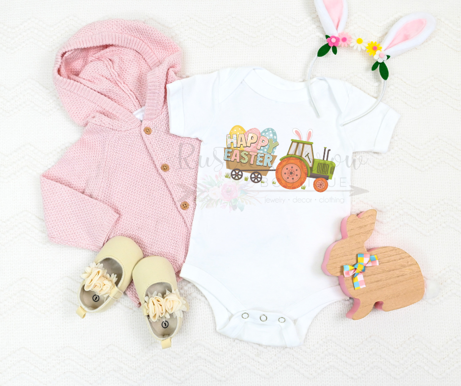 Happy Easter Eggs, Tractor with Carrot Tires