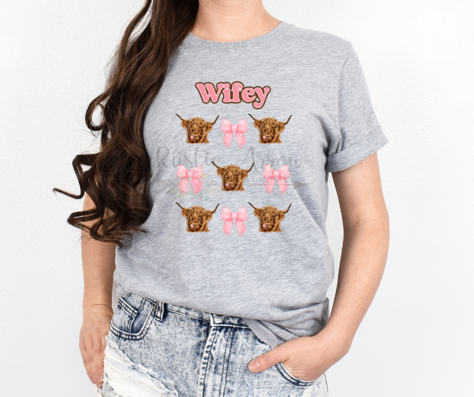 Highland Cows Pink Coquette Wifey
