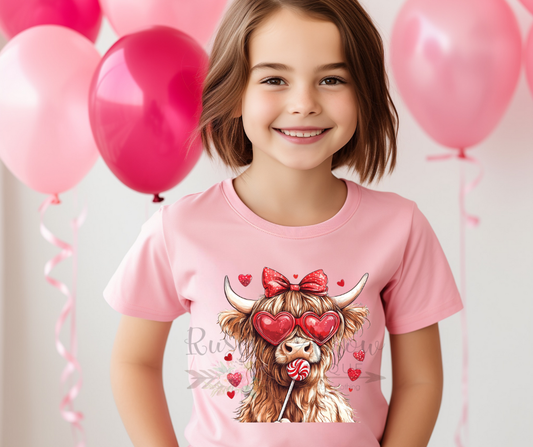 Highland Cow Valentines Day Sequins
