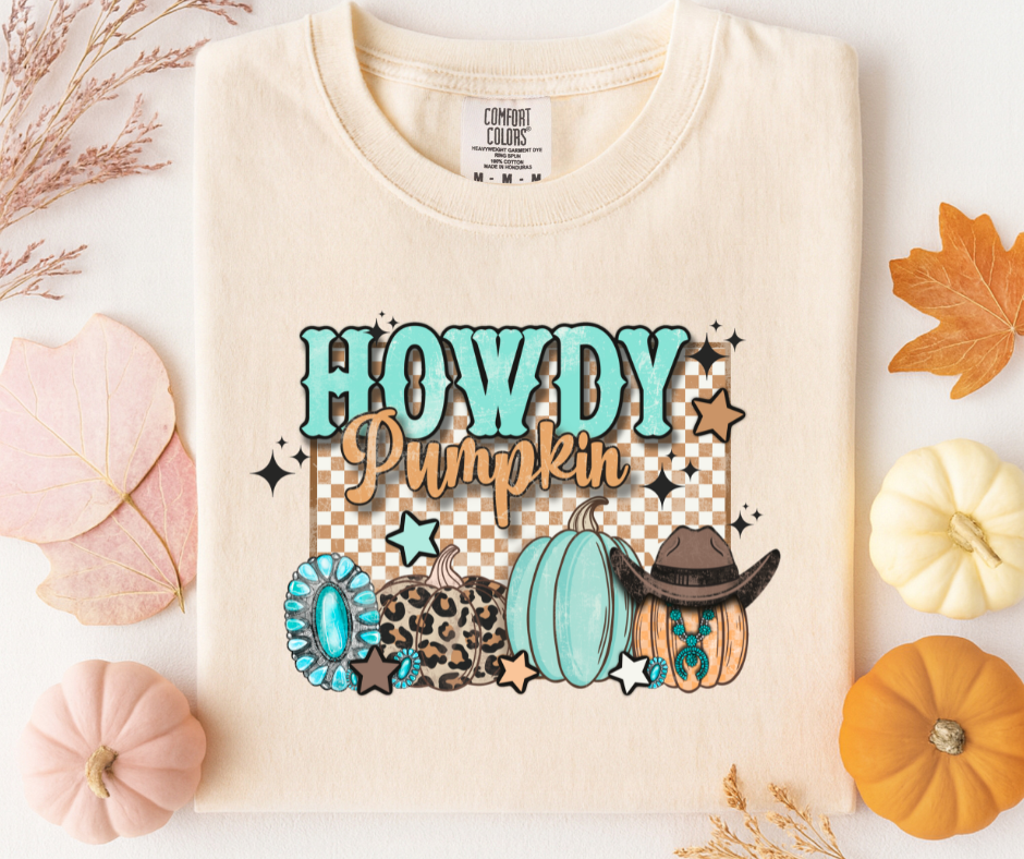 Howdy Pumpkin Checkered