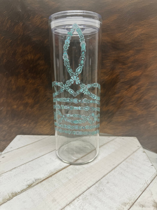 Turquoise Stone Boot Stitches 25oz Glass