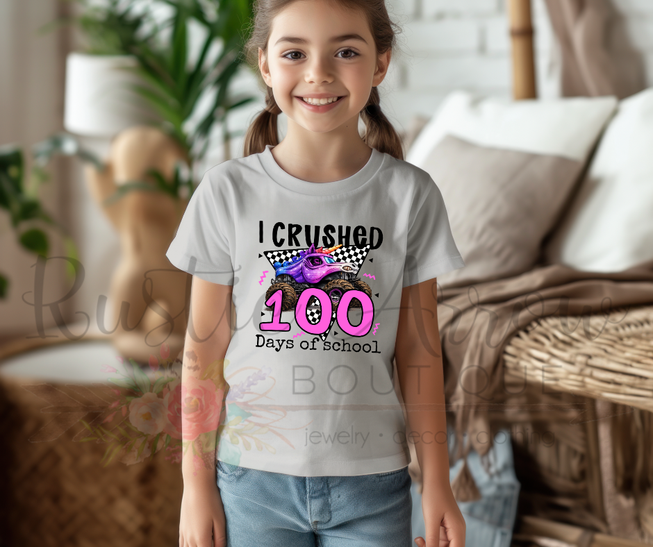 I Crushed 100 Days of School Pink Truck