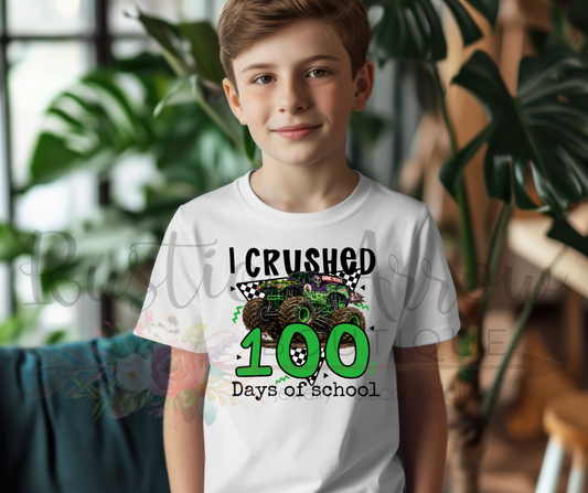 I Crushed 100 Days of School Green Truck