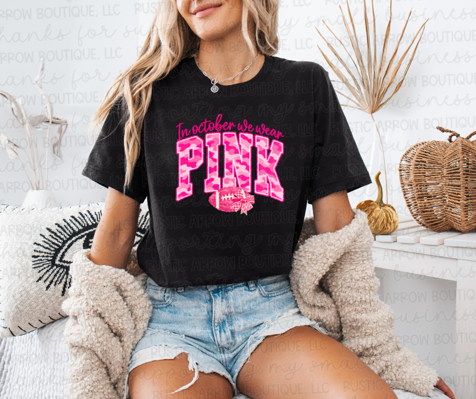 In October We Wear Pink Camo Football