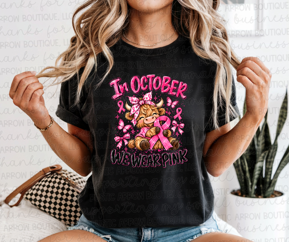 In October We Wear Pink Highland Cow