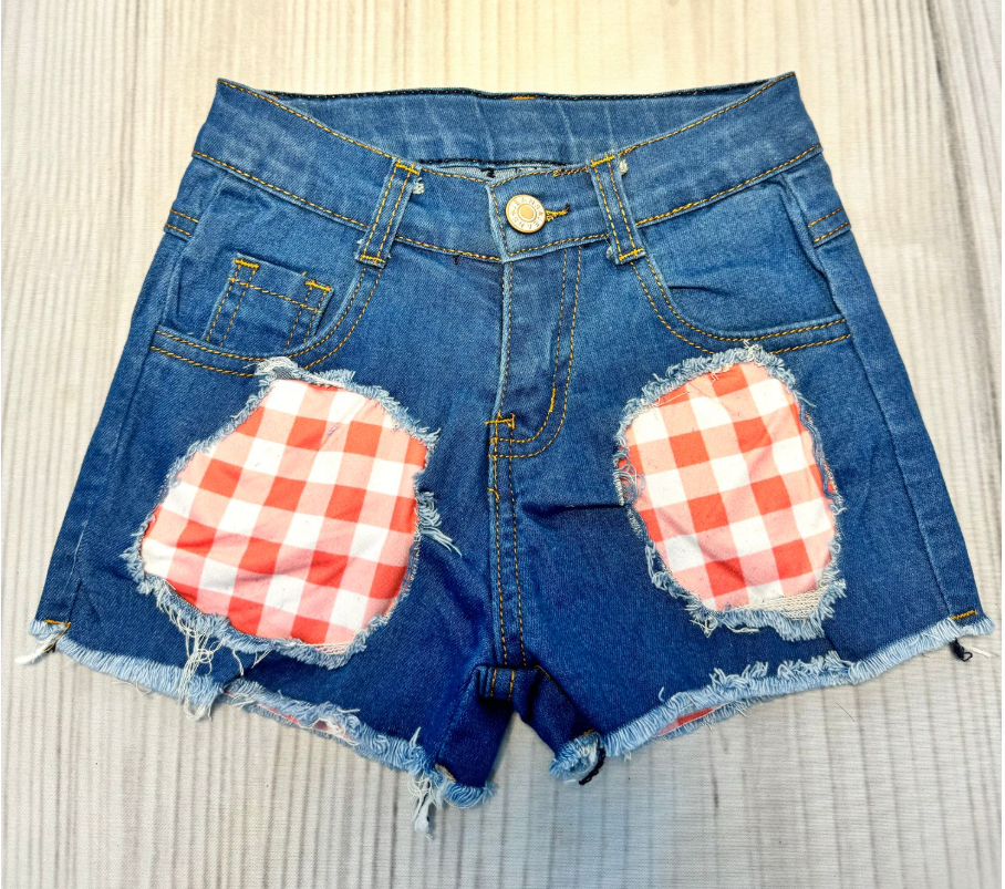 Jean Plaid Shorts