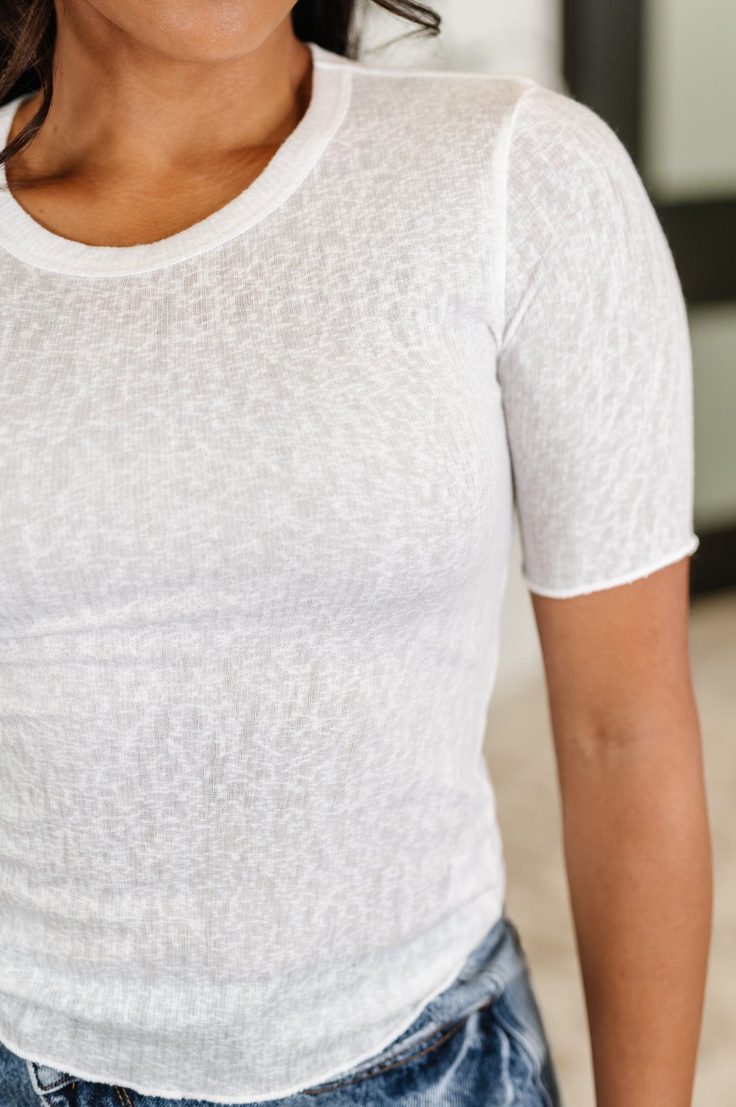 Knit Pick Basic Tee in Off White