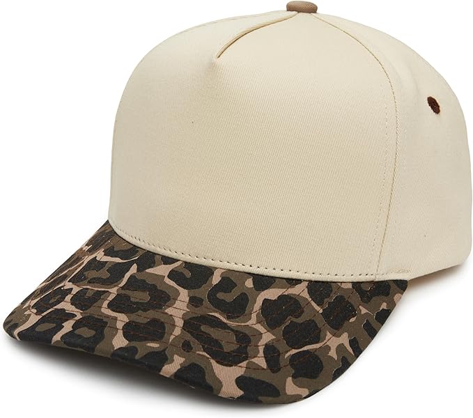 Women's 2-Tone Blank Snapback Hat - Leopard/Beige