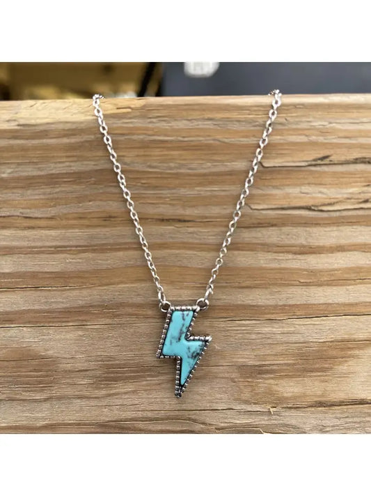 Lightning Bolt Turquoise Necklace