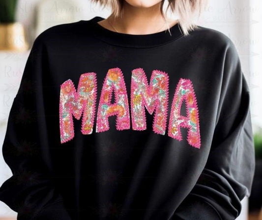 Mama (faux embroidery stitch look)-Short Sleeve