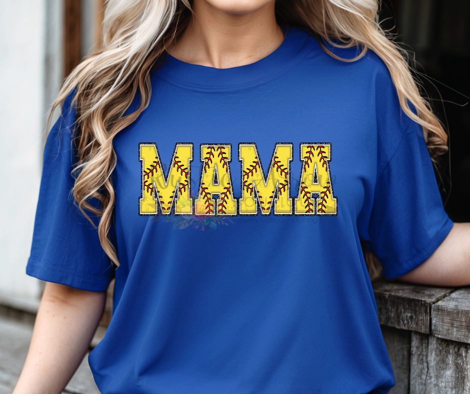 Mama in Softball Letters