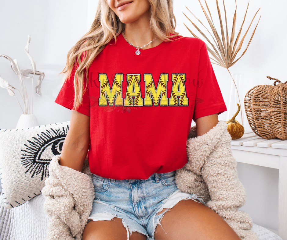 Mama in Softball Letters