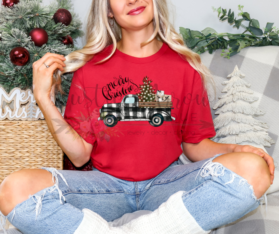 Merry Christmas Buffalo Plaid Truck