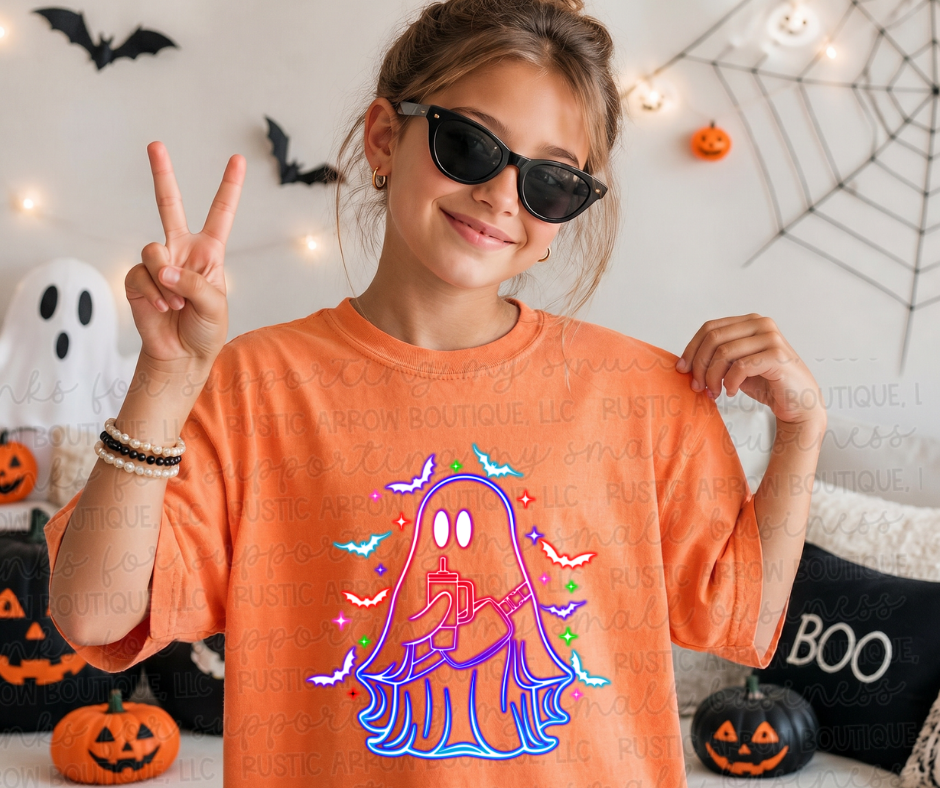 Neon Batty Ghost with Cup