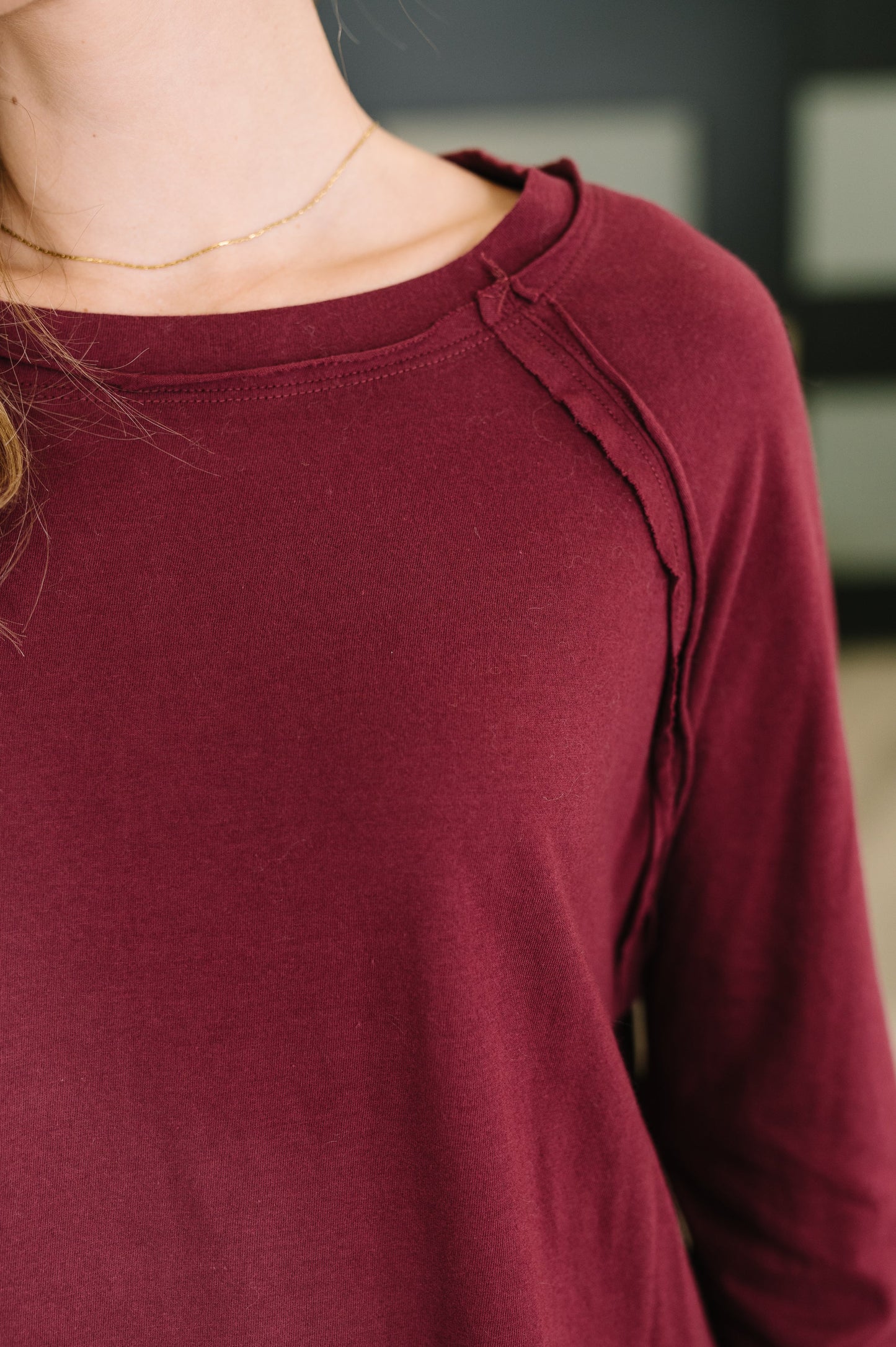 Nice to Each Other Raglan Sleeve Top in Cabernet