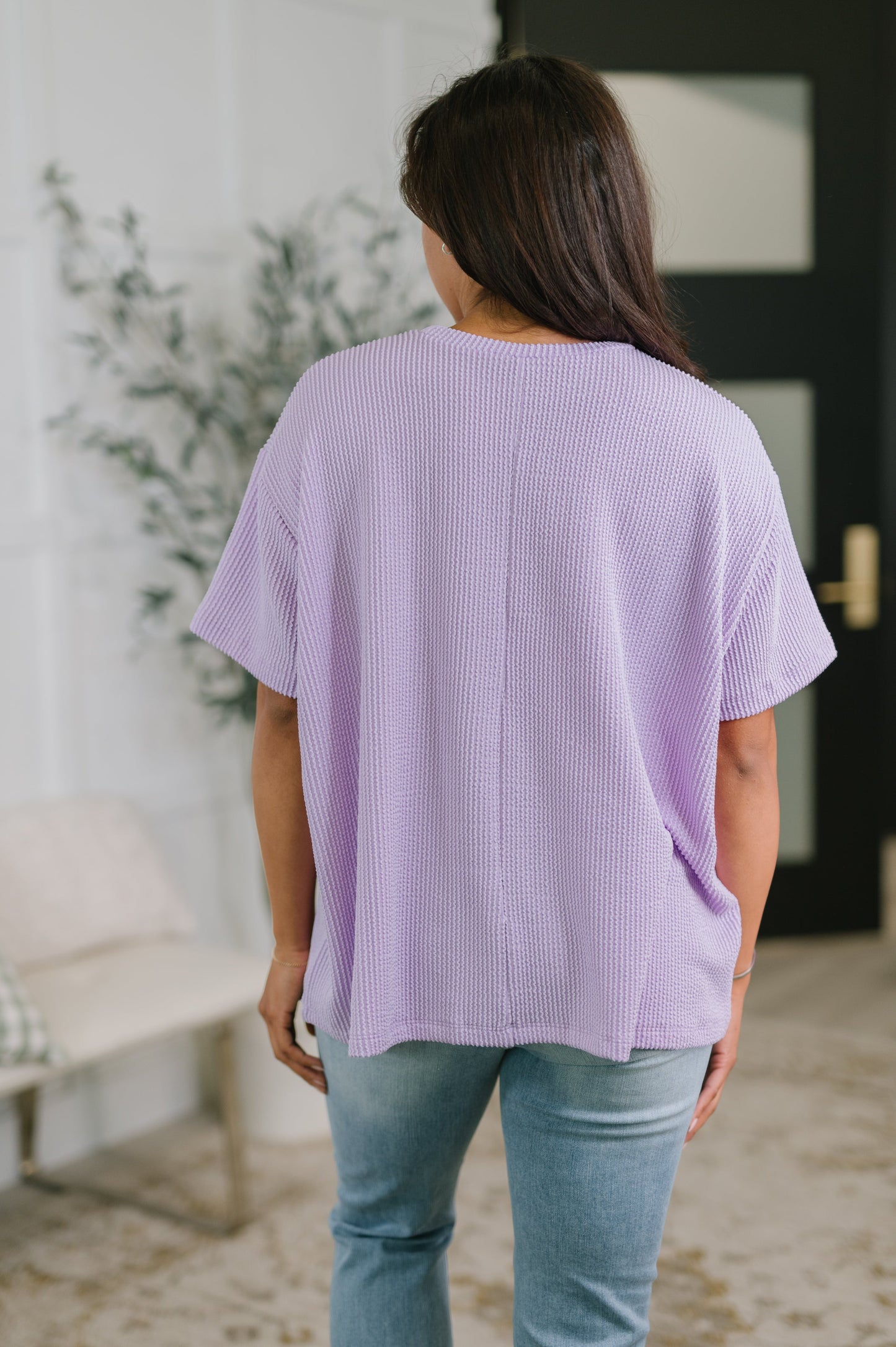 Not That Complicated Textured Boxy Tee in Lavender