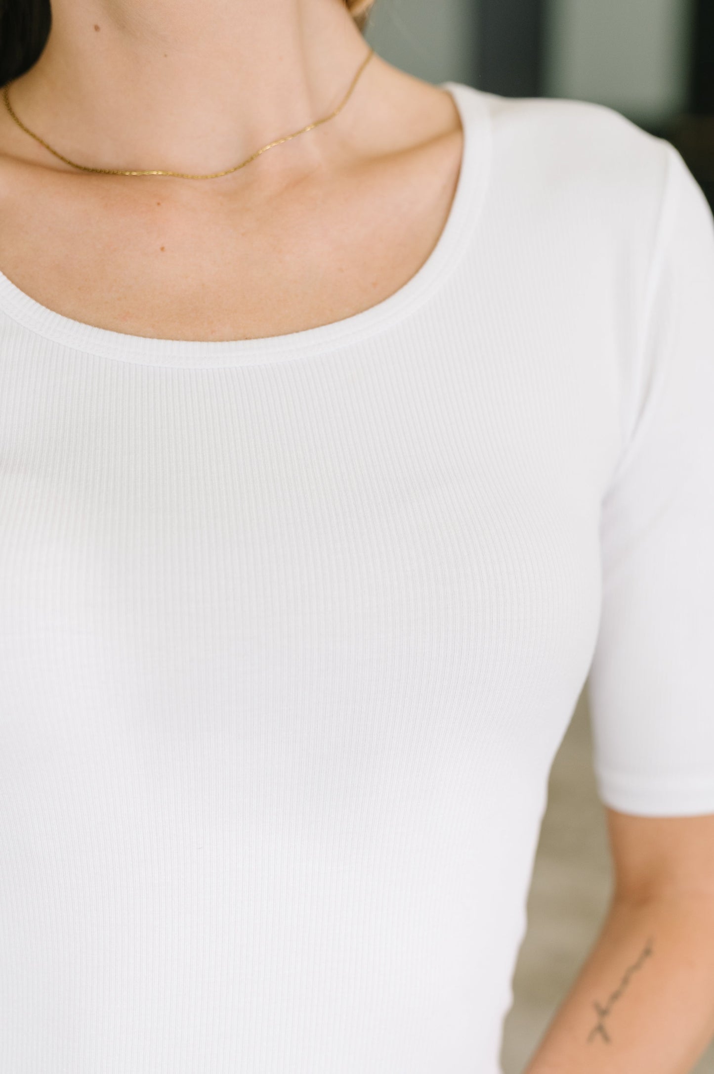 Nothing to Prove U-Neck Half Sleeve Top in White