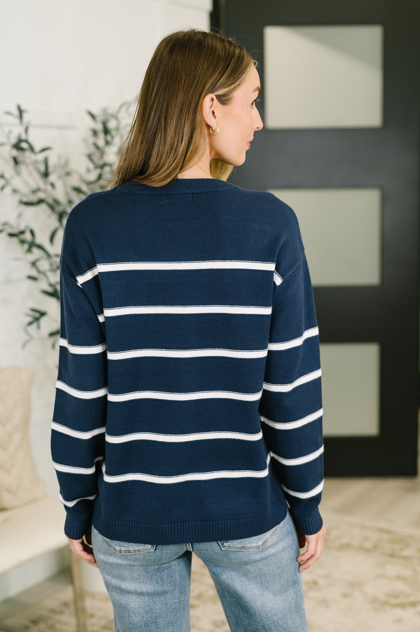 Parallel Lives Drop Shoulder Casual Top in Navy