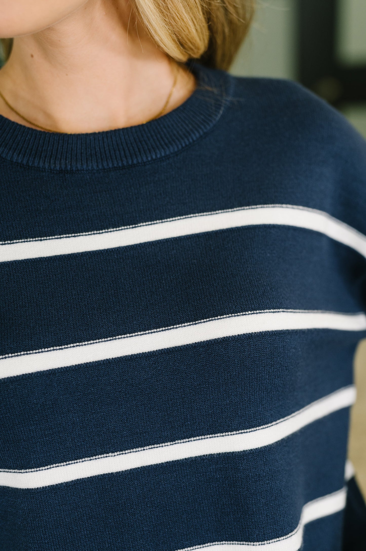 Parallel Lives Drop Shoulder Casual Top in Navy