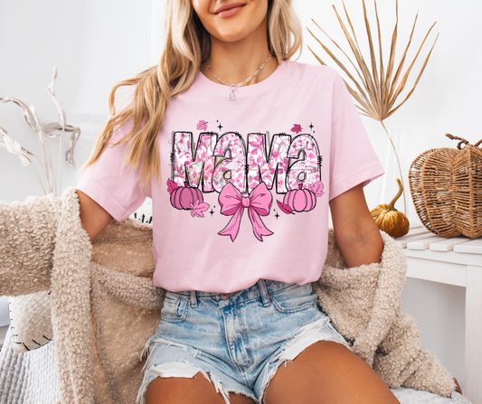 Pink Floral Mama with Pumpkins