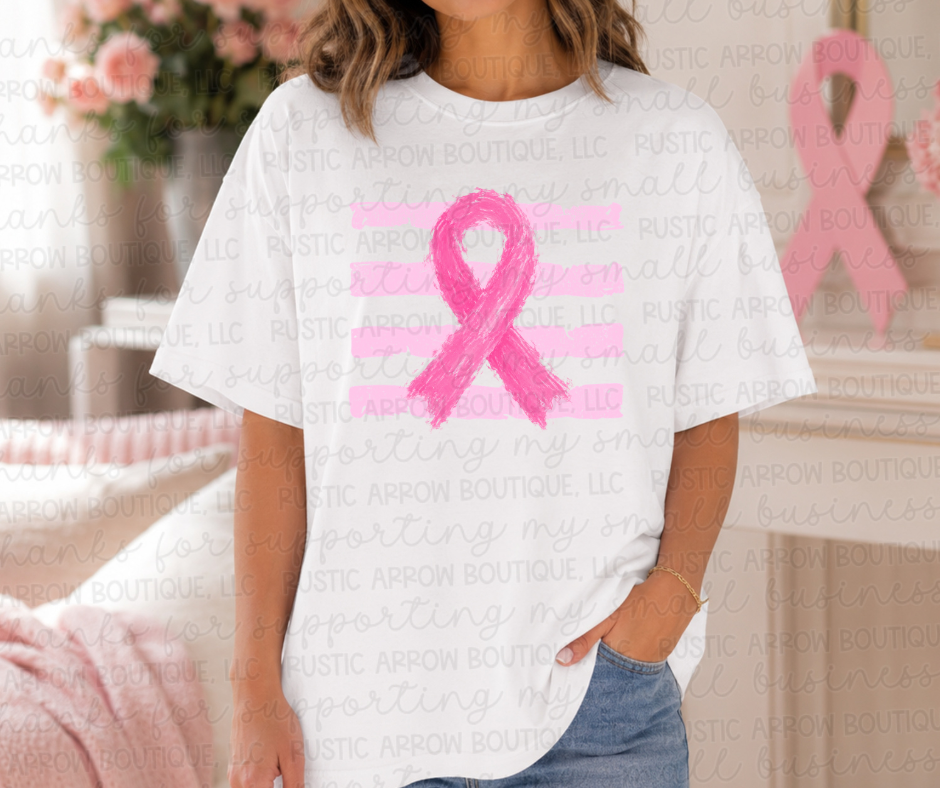 Pink Ribbon with Stripes