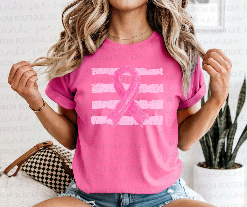 Pink Ribbon with Stripes