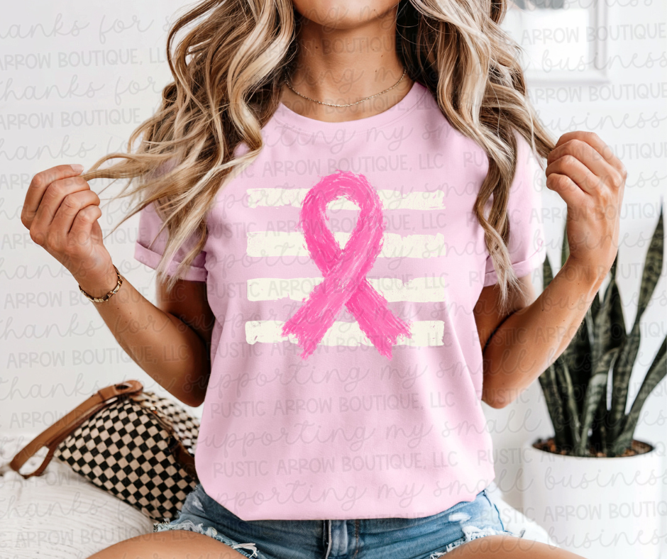 Pink Ribbon with Stripes