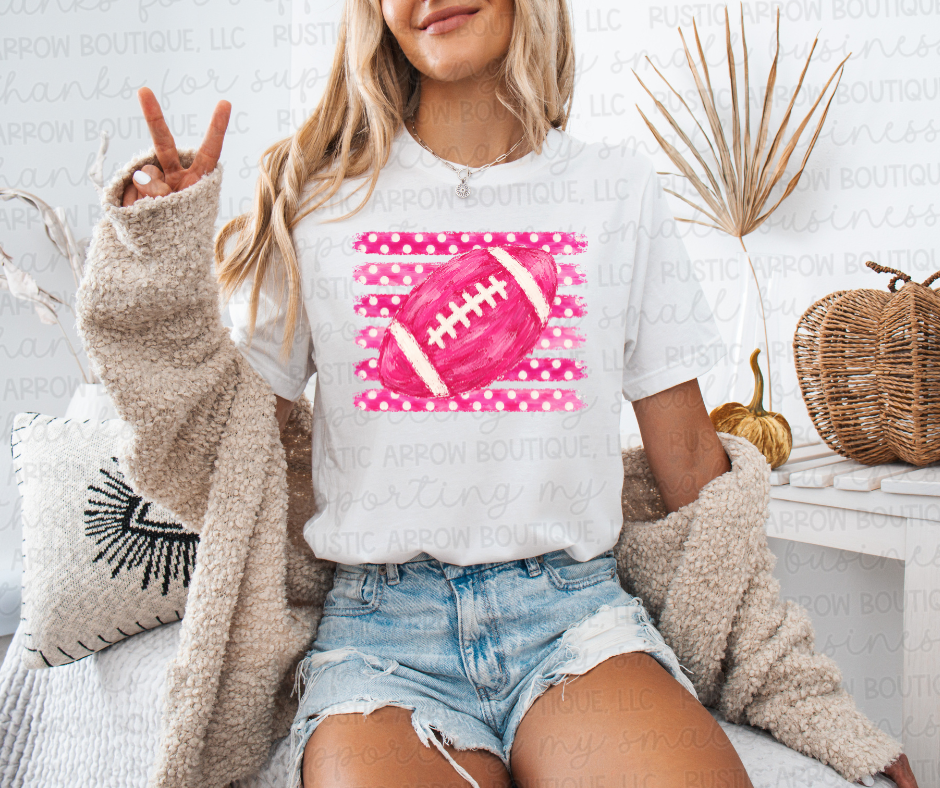 Pink Stripes with Polka Dots Football