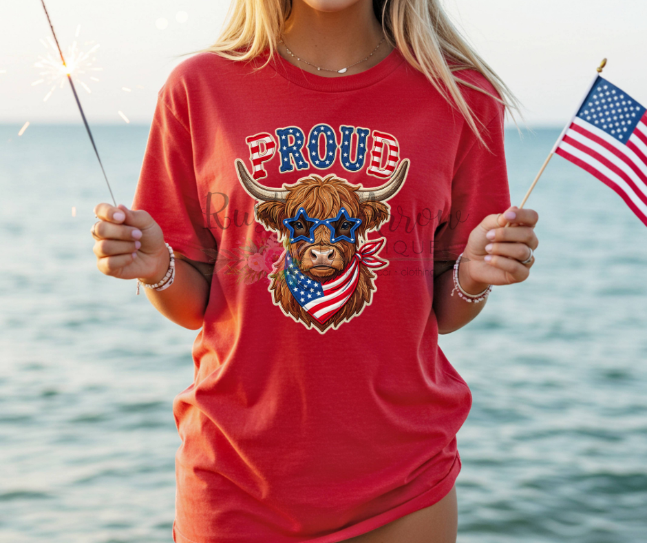 Proud Patriotic Highland Cow