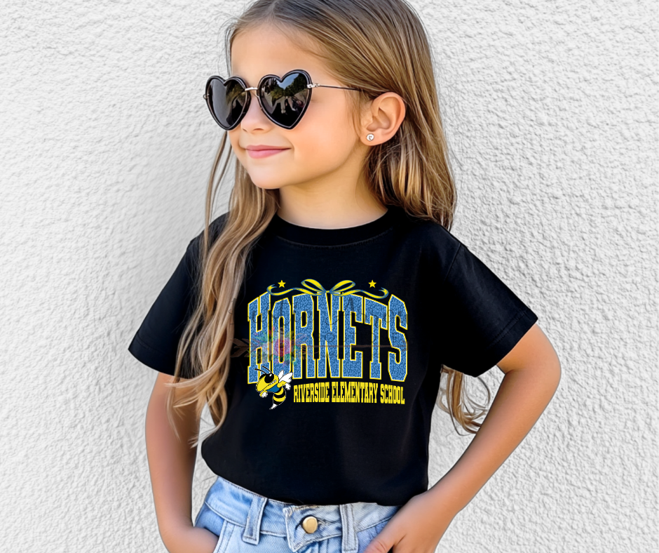 Riverside Elementary School Hornets with Bow