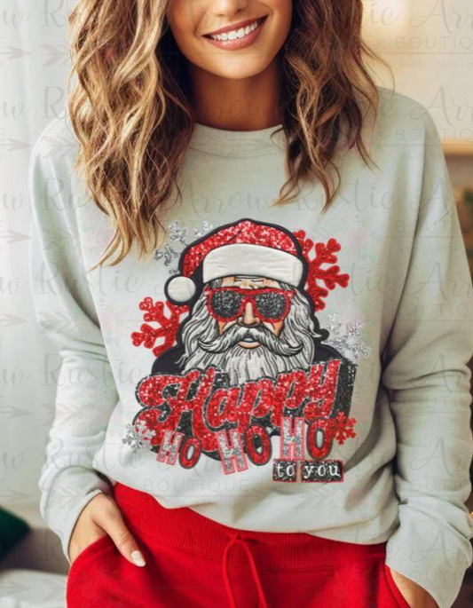 Santa - Happy Ho Ho Ho to you (bling look)-Short Sleeve