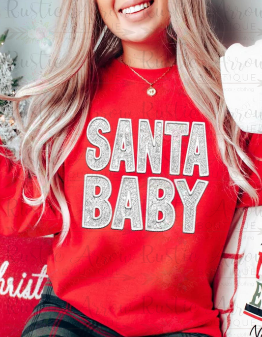 Santa Baby (White - bling look)-Short Sleeve